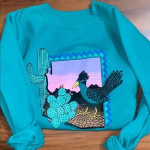» western teal vintage crew neck «